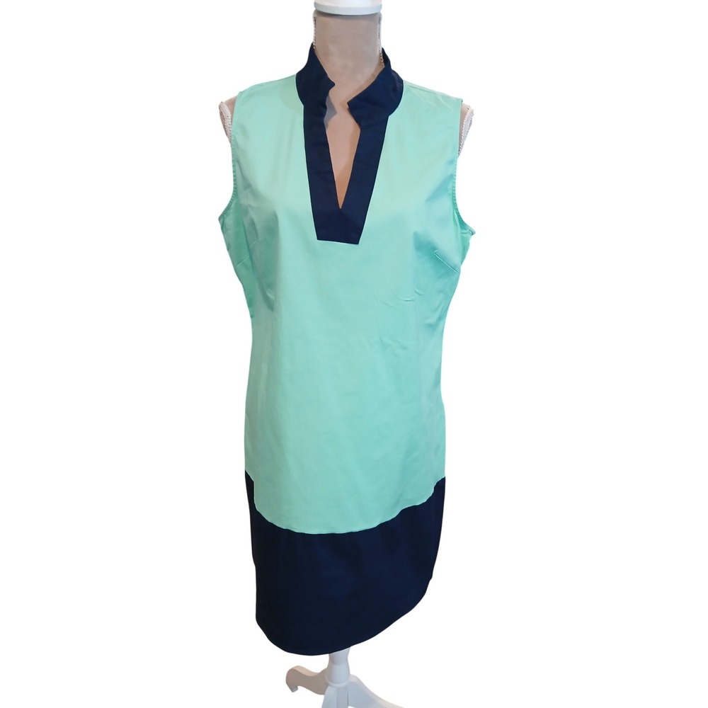 Sail to Sable Womens XL Mint Green  Blue Colorblock Sleeveless Tunic Dress STS